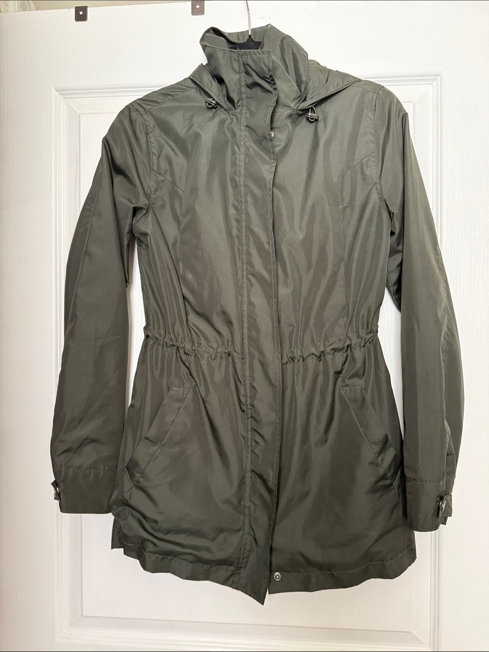 A New Day Olive Green Clinch Waist Rain Jacket